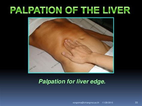 where to palpate the liver